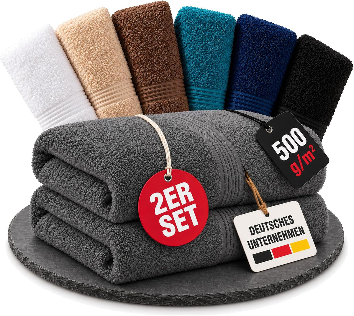 Frottee-Handtücher – 100 % Baumwolle · 500 g/m² · Hotelqualität
