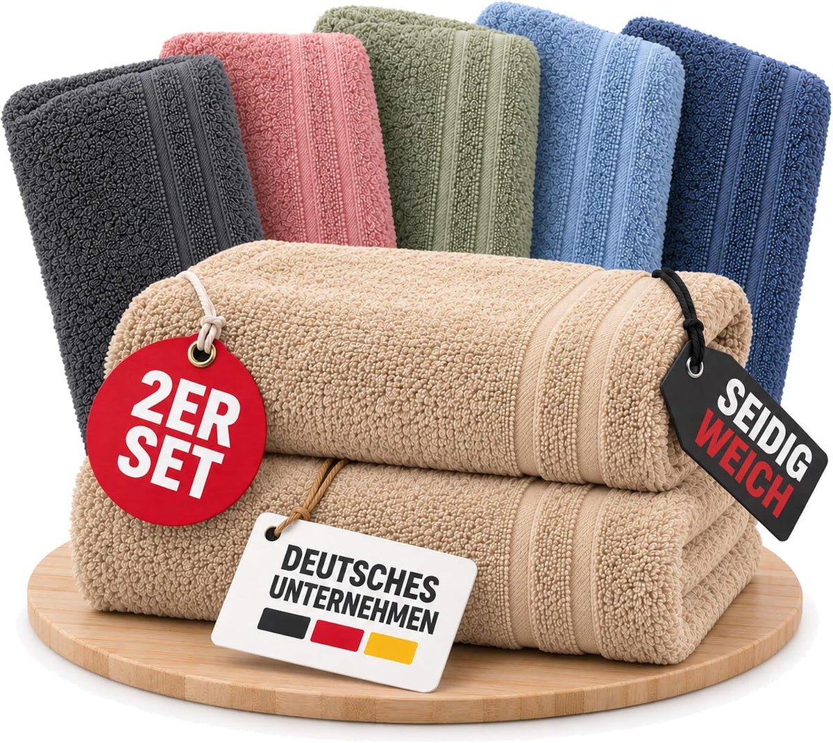 Bambus-Handtücher – 450 g/m² · OEKO-TEX® · bis 60 °C waschbar