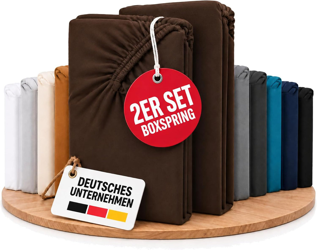 Boxspring-Spannbettlaken – 2er-Set · Baumwolle · für hohe Matratzen