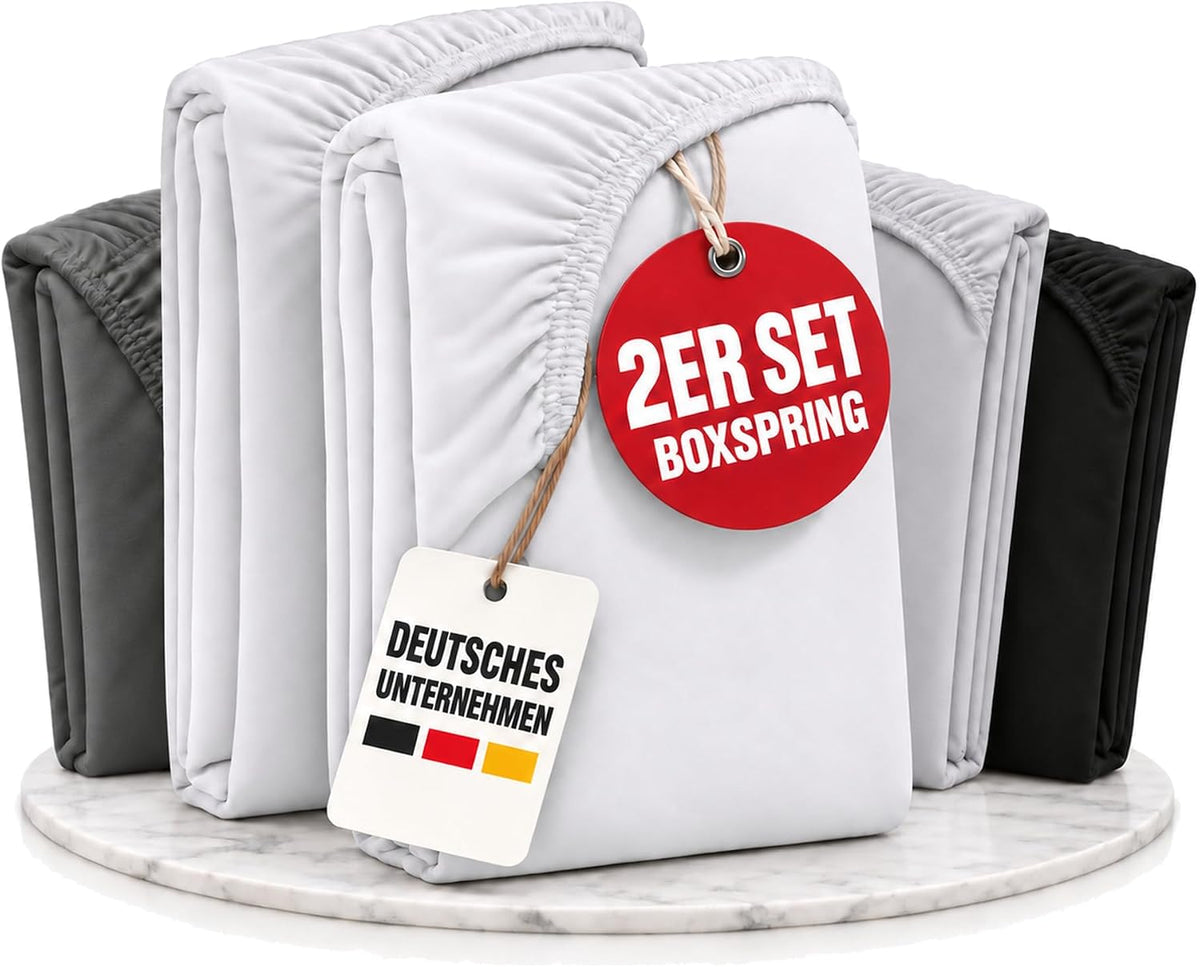 Boxspring-Spannbettlaken Premium – 2er-Set · Baumwolle · für hohe Matratzen