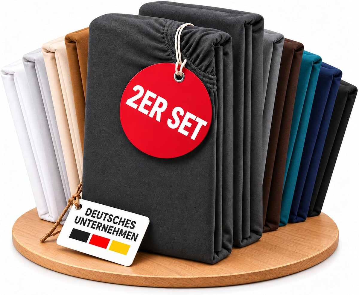 Spannbettlaken Doppelpack – 2er-Set · Jersey-Baumwolle · 160 g/m²